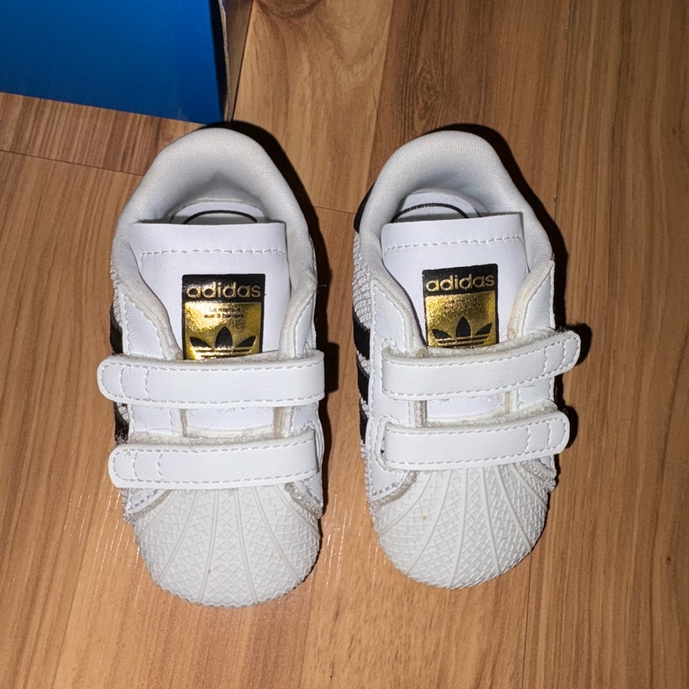 Adidas White and Black Velcro Sneakers - Picture 2 of 4